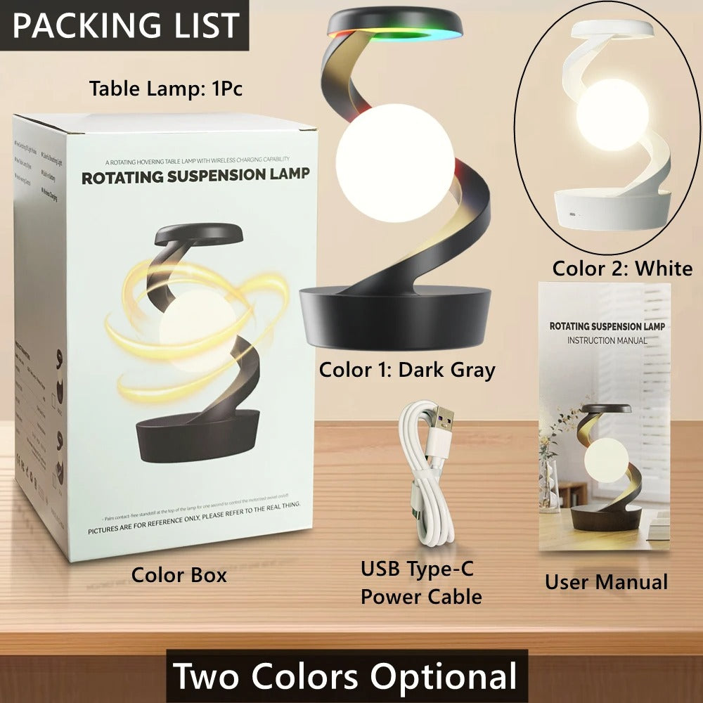 Table Lamp, Rotating Floating lamp Mobile Phone Wireless Charger, RGB Atmosphere