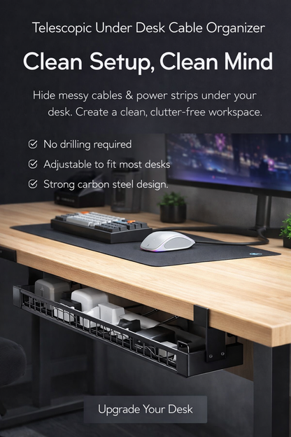 Telescopic Under-Desk Cable Management Tray