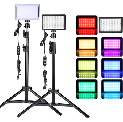 RGB LED Video Light Kit with Tripod Studio Lighting for Filming Streaming and Photography - aestheticlabs