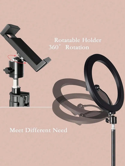 110cm Tripod Stand +O-Clamp With 10-Inch Live Stream Ring Light, Selfie Remote