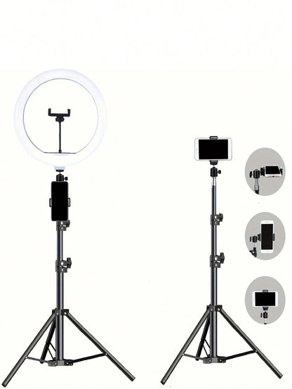 110cm Tripod Stand +O-Clamp With 10-Inch Live Stream Ring Light, Selfie Remote