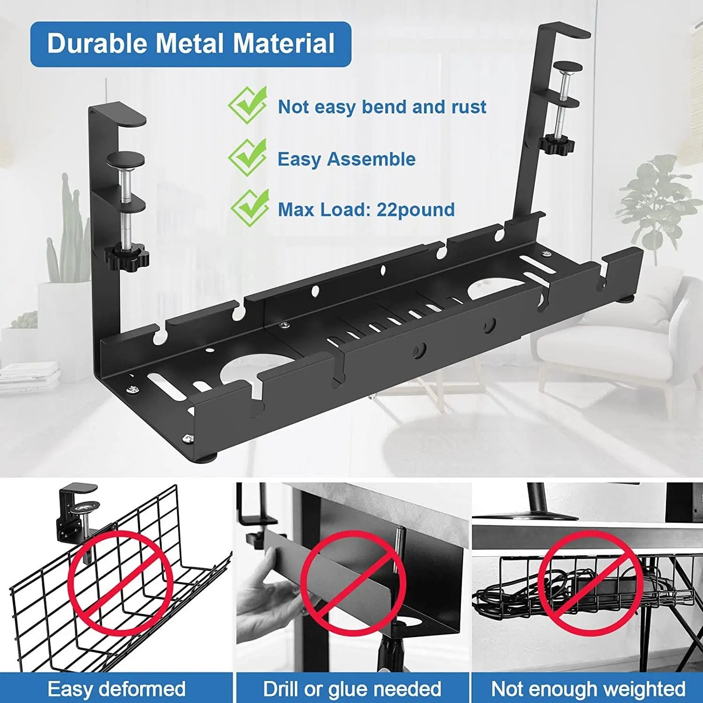 Telescopic Under-Desk Cable Management Tray