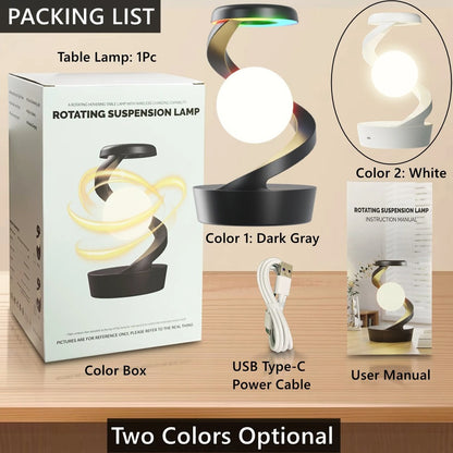 Table Lamp, Rotating Floating lamp  Mobile Phone Wireless Charger, RGB Atmosphere