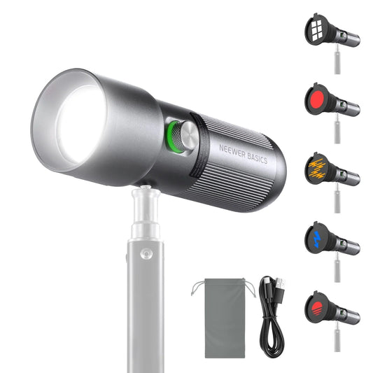 RGB Photography Flashlight with 4 Colors/20 Gobo Filters